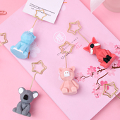 卡通可爱动物便利贴夹子立式 桌面留言名片卡片照片夹举牌小支架摆