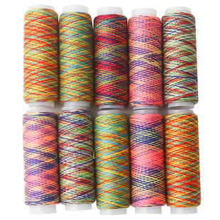 s线 饰绣花线402 七彩缝纫线细线彩色渐变线彩虹线DIY手工线服装 装
