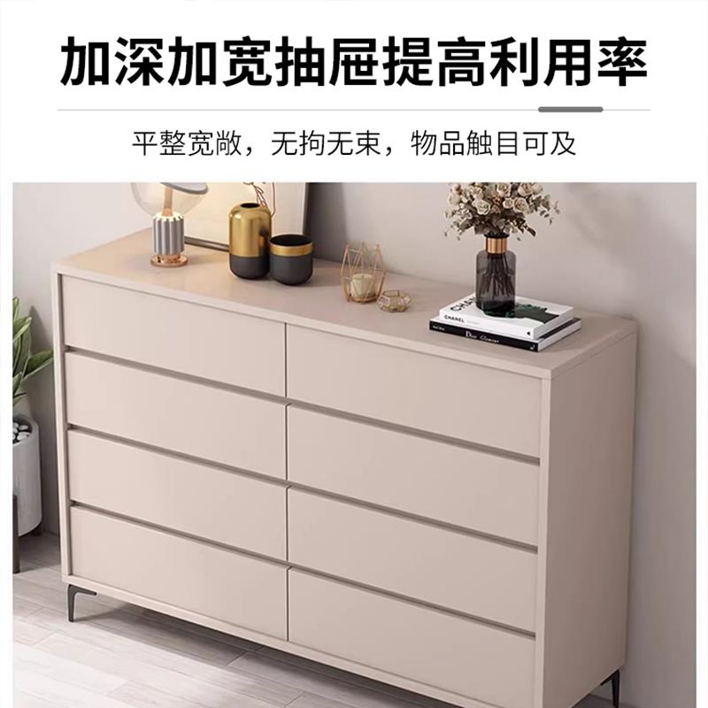 意式卧室八斗抽屉柜铝合金储物柜家用五斗柜落地客厅电视柜床头柜