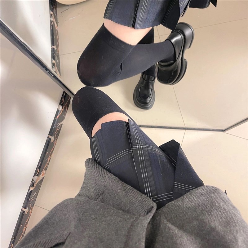 过膝袜子女春秋jk黑色小腿袜强压高筒美腿塑型显瘦长筒白色压力袜