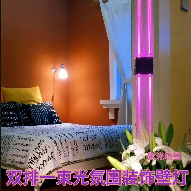 双排一束光壁灯背景墙造型氛围装饰气氛灯台球室客厅走廊房间夜灯,家装灯饰光源,氛围灯,淘宝优惠券,粉丝福利购,淘宝优惠卷