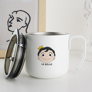 国王排名波吉周边不锈钢咖啡杯保温马克杯带盖带勺水杯子办男女生