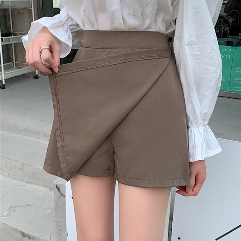 裤裙西装半身裙女短裙a字裙胖mm设计感黑色咖色显瘦遮肚口袋裙裤