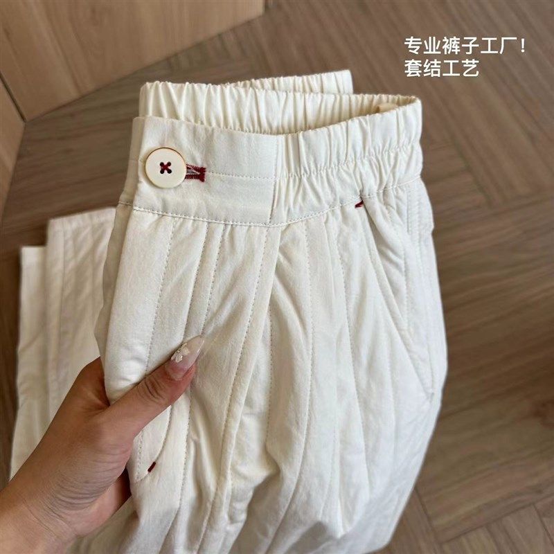 小文姐 W0602-夹棉奶奶裤高腰阔腿裤高级裤休闲裤宽松文艺条纹