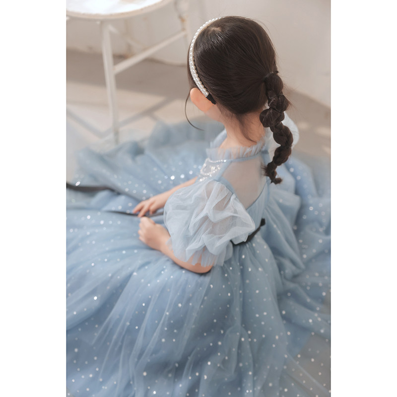 儿童礼服公主裙高端主持人礼服女童钢琴演出服小女孩生日晚礼服
