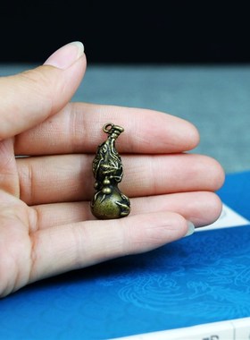 黄铜铜饰纯铜仿古复古钥匙扣配件葫芦挂件吊坠小饰品黄铜实心招财