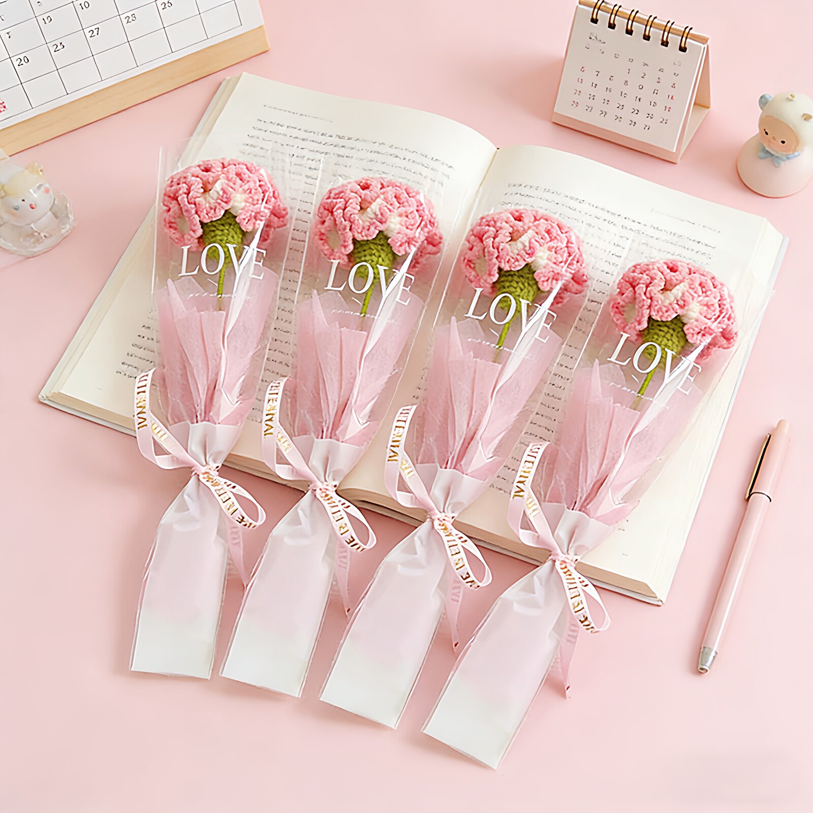 手工粉色康乃馨花束成品包装母亲节礼物送妈妈送女友闺蜜生日礼物