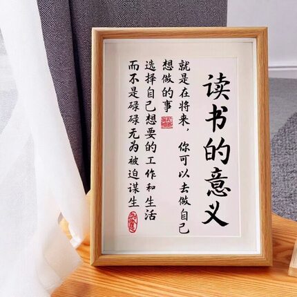 读书的意义励志摆件学习很苦坚持很酷学生高中生少年自律书法相框