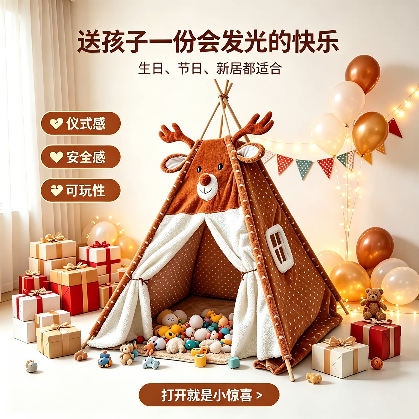 男孩女孩生日礼物节日装扮儿童帐篷卡通游戏屋秘密基地国庆节诞节