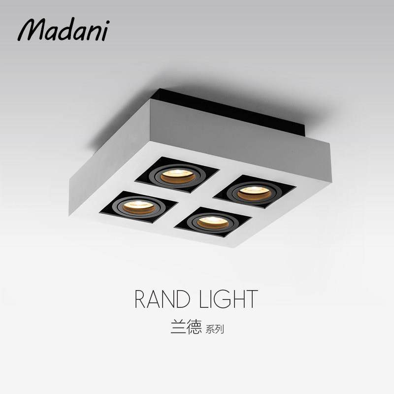 麦丹妮 无主灯客厅led射灯明装4头四头方形家用简约现代卧室灯具,家装灯饰光源,明装射灯,淘宝优惠券,粉丝福利购,淘宝优惠卷