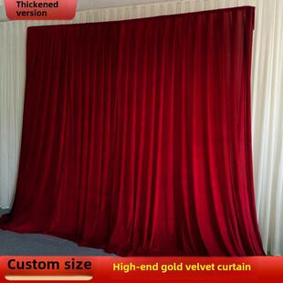 金色丝绒背景幕布婚纱幕布会议酒店大堂演出歌舞剧大型舞台幕布