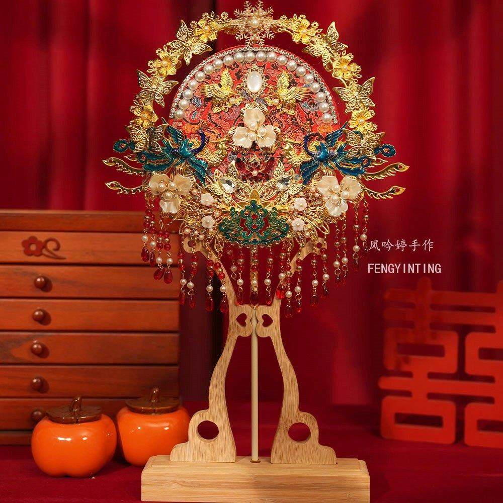 团扇新娘结婚成品红色手工出嫁高级中式婚礼秀禾服喜扇diy材料包,家居饰品,工艺扇/团扇/喜扇/折扇,淘宝优惠券,粉丝福利购,淘宝优惠卷