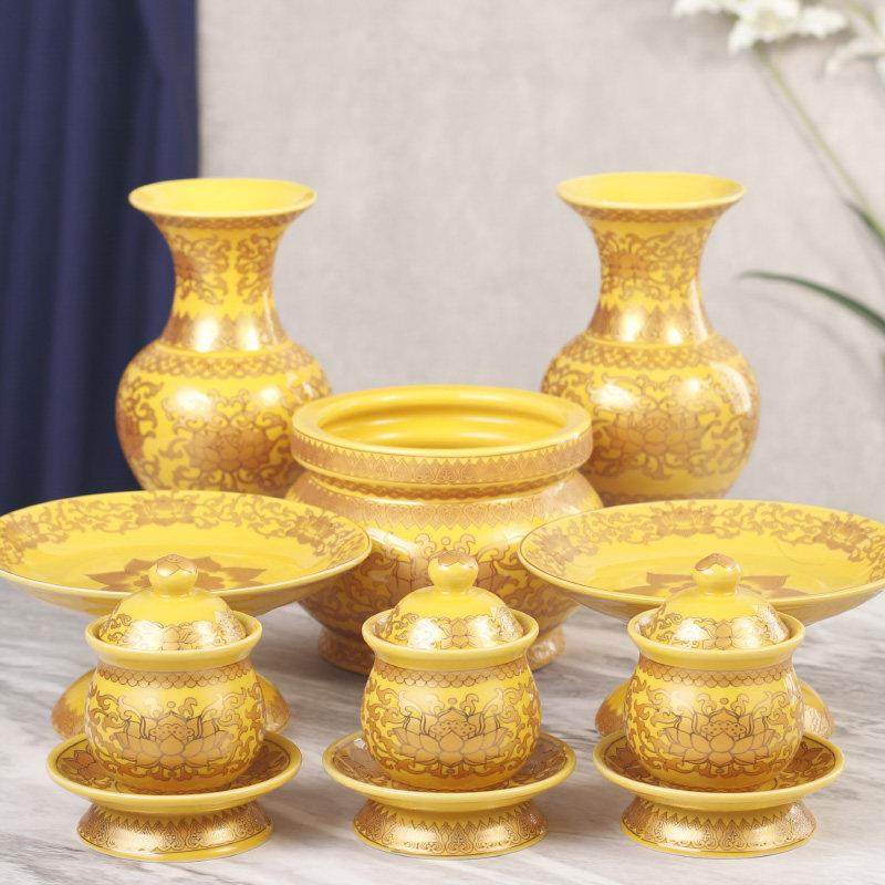 佛具用品大全套装家用室内陶瓷佛前供佛香炉供水杯花瓶果盘供奉,家居饰品,桌面摆件,淘宝优惠券,粉丝福利购,淘宝优惠卷