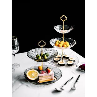 多层双层网红水果盘糖果盘零食盘糕点盘轻奢客厅托盘点心架甜品台