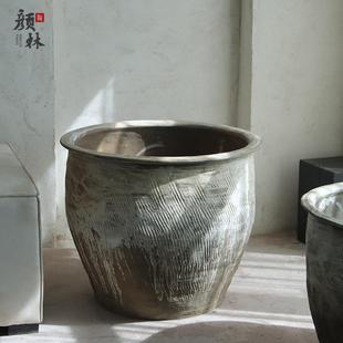 手工土陶缸庭院造景 复古怀旧大陶缸 户外园林种树大盆 透气养鱼