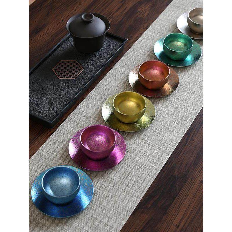 纯钛双层户外彩色冰花小茶杯纯钛杯露营式纯钛旅行茶具大师杯茶碗,餐饮具,茶杯,淘宝优惠券,粉丝福利购,淘宝优惠卷