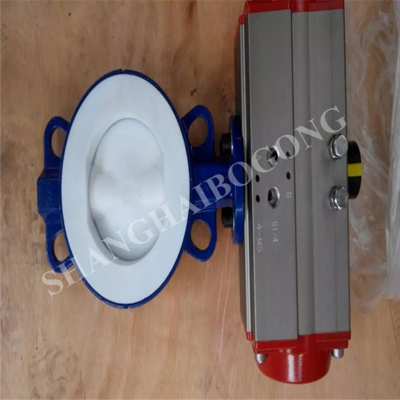 D671F46-10 气动衬氟蝶阀 软密封蝶阀 手动法兰软密封蝶阀 铸铁