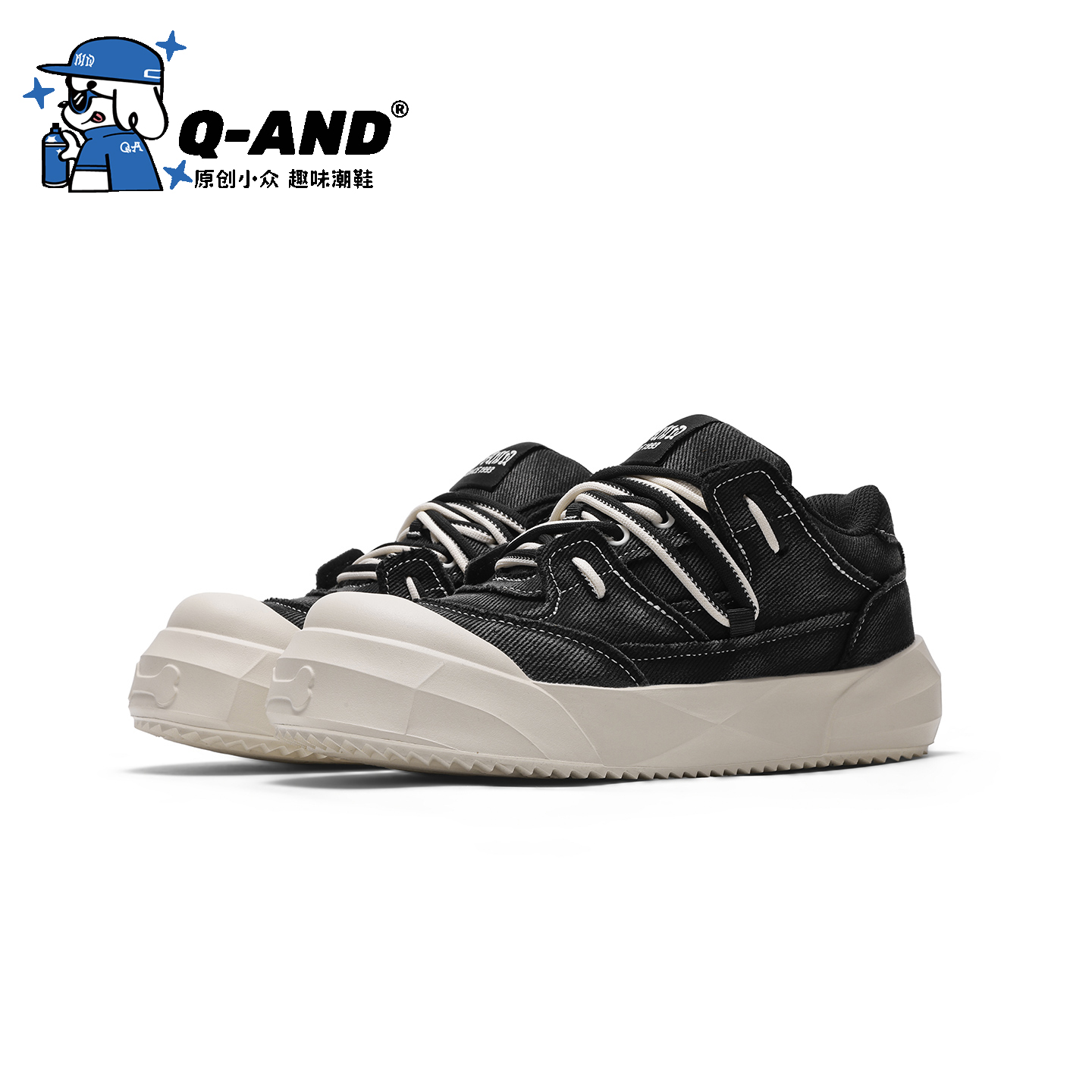 奇安达女款板鞋2025秋冬新款厚底百搭复古风大头鞋学生经典帆布鞋