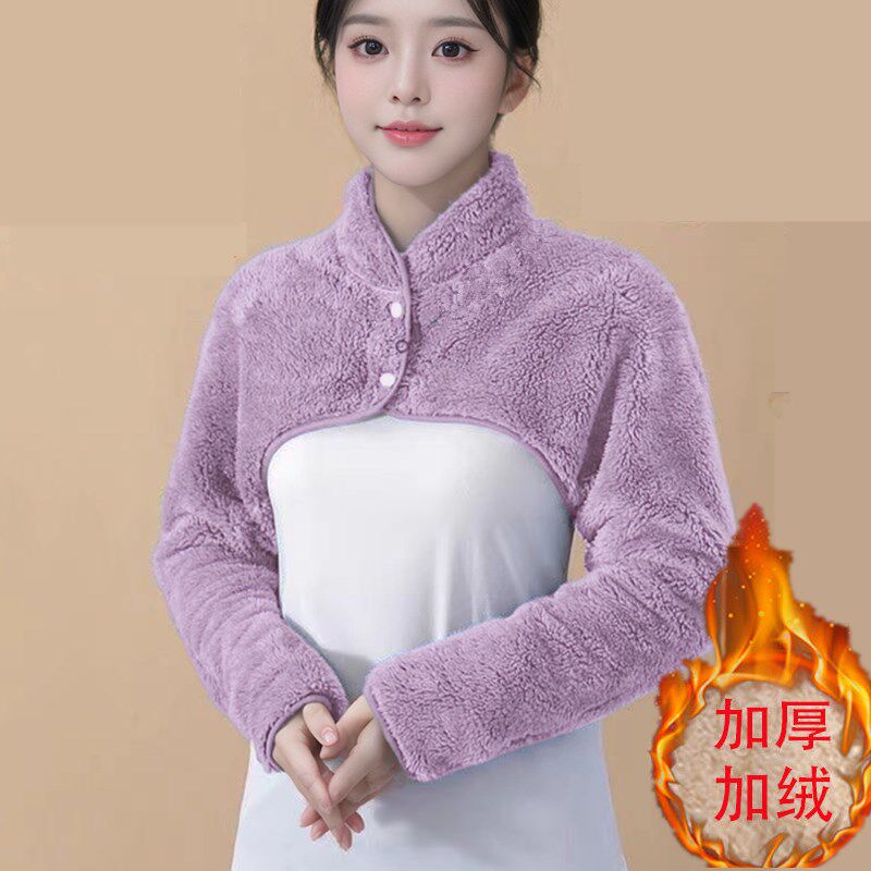 冬天睡觉手臂保暖护袖女士大码护肩中老J年肩膀衣颈椎防寒坎肩加