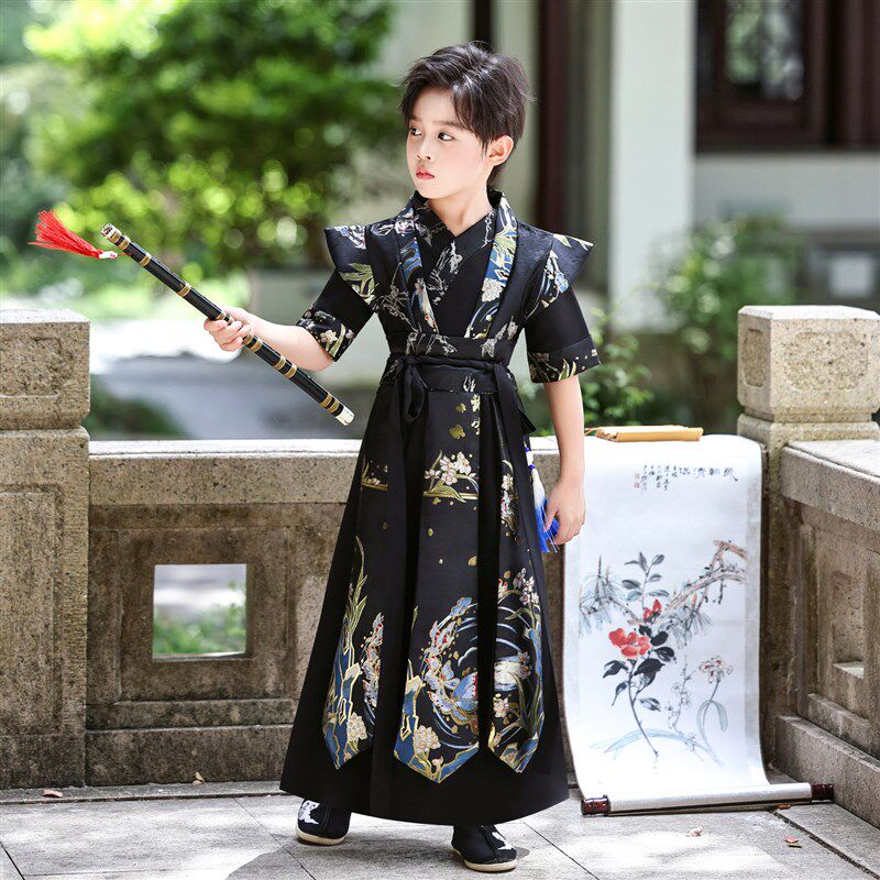 男童古装2025新款n汉服唐装中国风侠客飞鱼儿童国学表演舞台演出