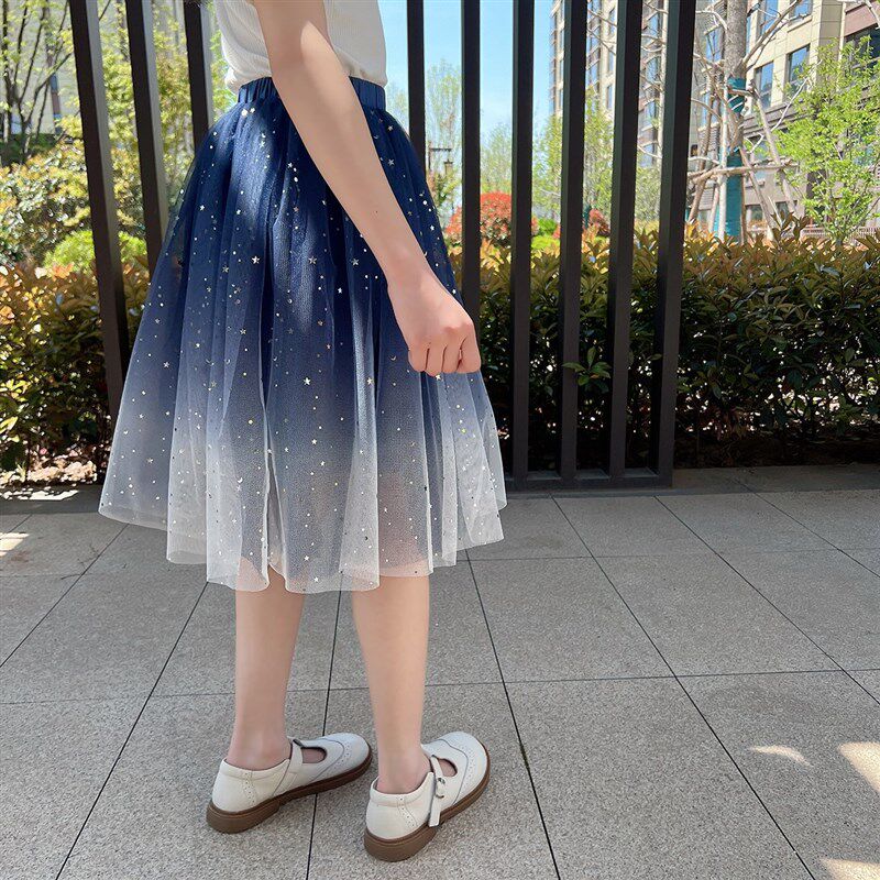 星空蓬蓬裙 儿童纯棉亮闪纱裙 女D童公主裙中大童夏款山东网店童