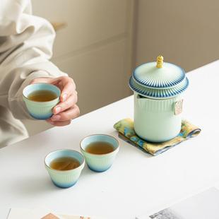 旅行茶具小套装 初璞便携式 户外简易功夫泡茶杯故宫国潮露营快客杯