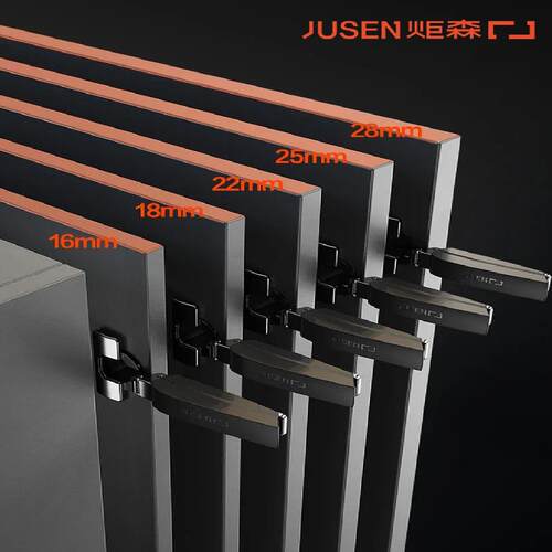炬森黑鲸液压缓冲厚门铰链一字式全阻尼二段力衣橱折页柜门合页