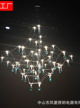 客厅灯现代极简水晶吊灯萤火虫餐厅现代艺术绿色水晶店铺家用灯具