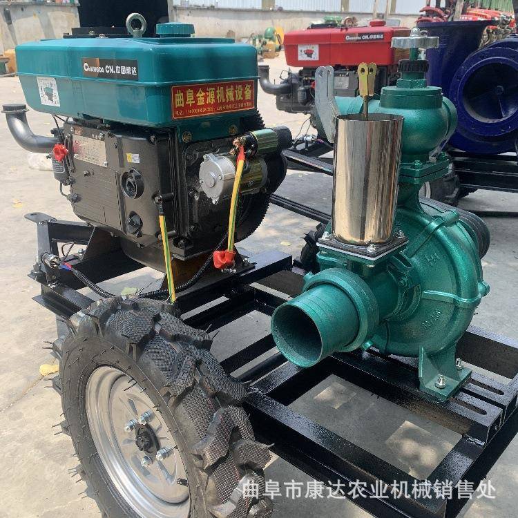 柴油拖车3寸高压水泵四轮车轴连接喷灌泵出水量120立方抽水机