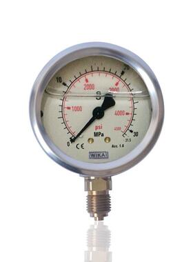 WIKA威卡不锈钢压力表径向充油耐振液压表立装YN6331.5MPAG1/4