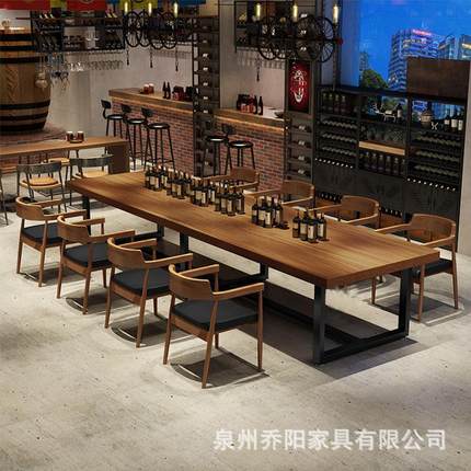 美式职员实木办公桌 工作室办公台式电脑桌椅组合多人大型会议桌
