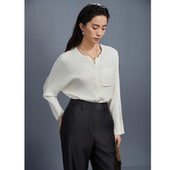 100%桑蚕丝 上衣WTZ537BRN 简约慵懒衬衫 超能小太阳 气质长袖