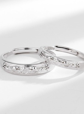 招财貔貅情侣对戒ins女戒子小众设计冷淡风浮雕立体感简约素圈戒