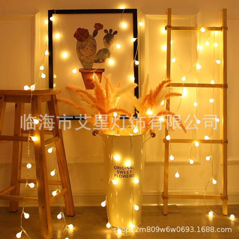 地摊热销led白色圆球小灯串闪灯串灯满天星圣诞室内星星灯装饰灯