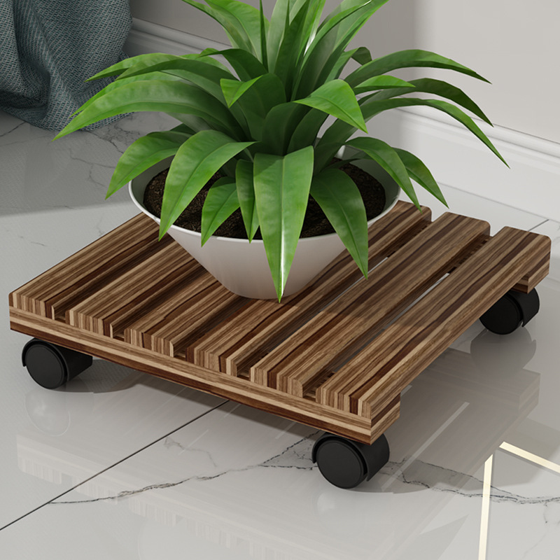 方形移动花托木质 花盆架实木花盆 托盘带万向轮厂家直销结实耐用