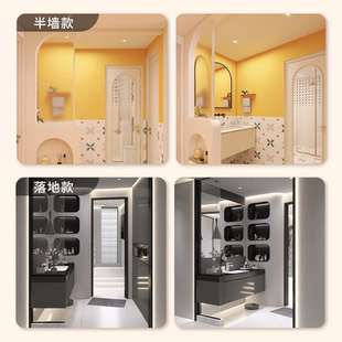 亚克力卫生间半墙隔断置物架浴室干湿分离屏风厕所客厅装饰柜子