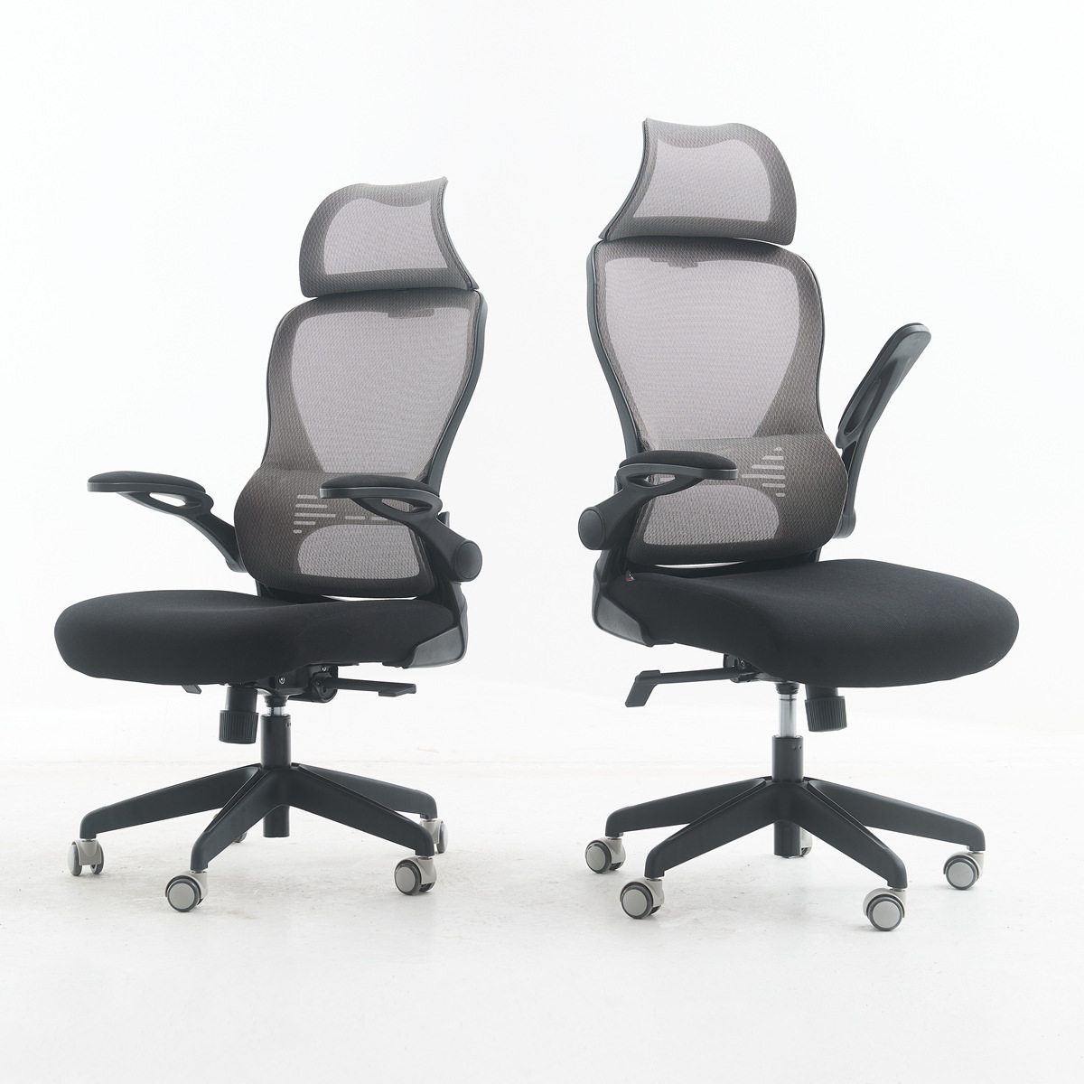 马步倾正喜扬轻松托腰正姿商务灰网椅程序员美工办公伏案作业转椅