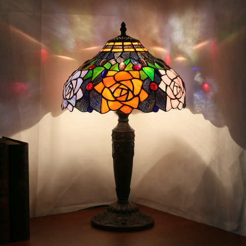 厂家直供欧式复古温馨卧室床头台灯客厅书房吧台创意牡丹花灯具