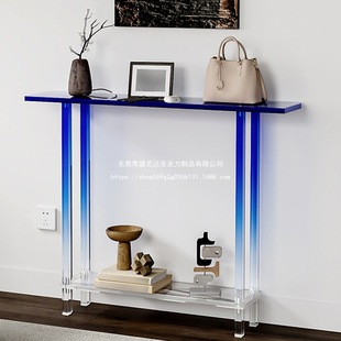 亚克力渐变玄关桌子双层风悬浮窄桌轻奢高级感靠墙过道置物架