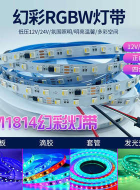 TM1814 RGBW四合一幻彩灯带12V24V低压可编程跑马流水LED全彩灯条
