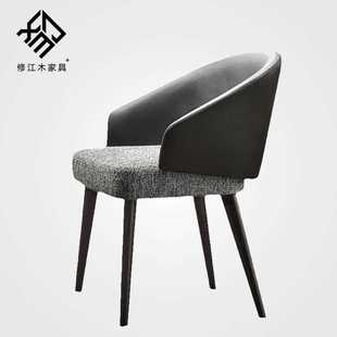 餐椅现代简约家用实木椅现代休闲餐厅时尚 意式 创意靠背布艺椅子
