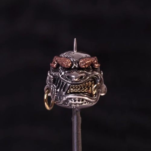 纯银S925怒僧恶僧原创3D硬银工艺趣味文玩手串隔珠配件diy108长串