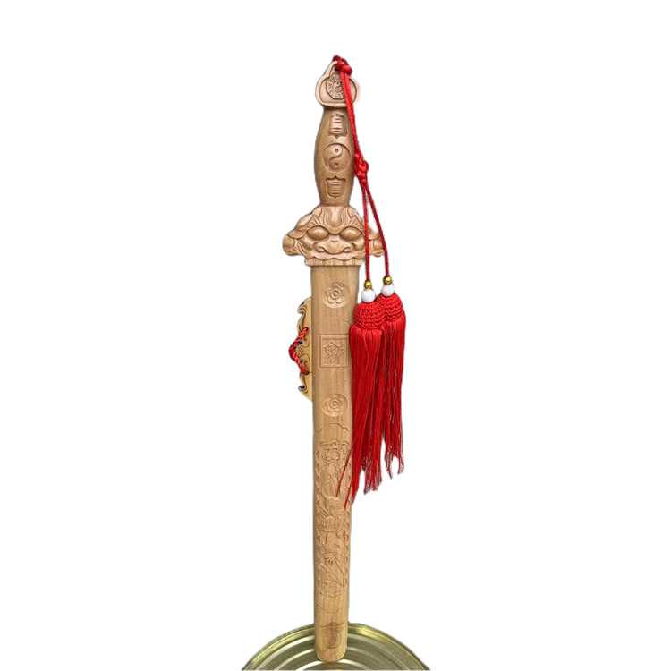 天师剑龙虎剑 山桃木雕刻桃木剑 家居摆件北斗七星剑道用品现货