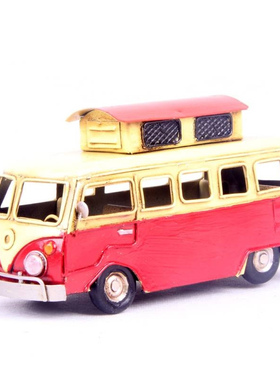 现货热销 铁皮红色复古英伦小公车汽车公交巴士模型 -7352