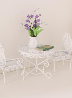 微缩食玩铁艺12分桌椅咖啡桌袖珍模型娃娃屋生活场景dollouse