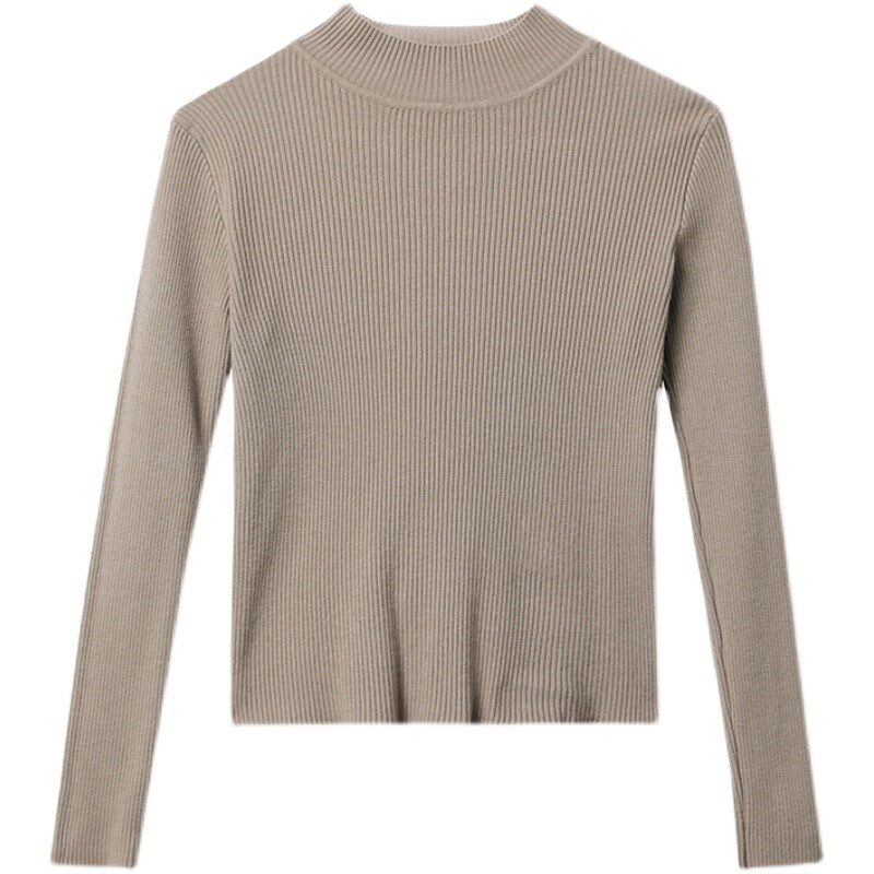 2025春季新款女装小个子短款上衣薄款针织衫修身毛衣半高领打底衫