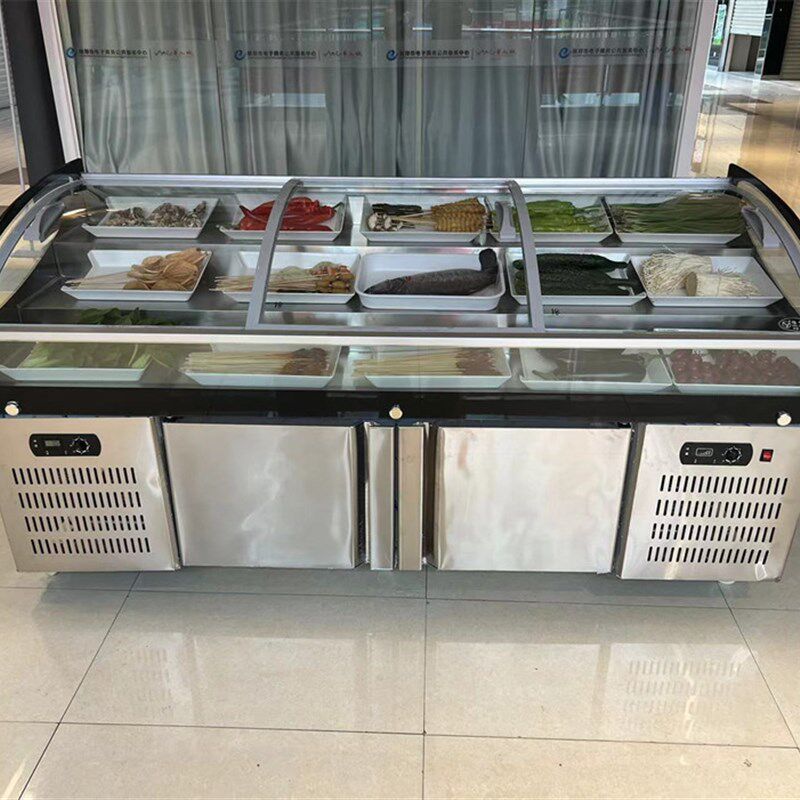 明档阶梯冰台展示柜 冷藏冷冻水果捞保鲜柜 豫雪鼎点菜柜3000x890