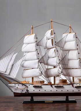 实木帆船摆件模型一帆风顺客厅玄关酒店前台招财高档电视柜工艺品