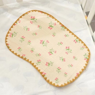 婴儿枕巾新生儿枕头平枕纯棉十层纱布吸汗透气防吐奶云片垫0-36月