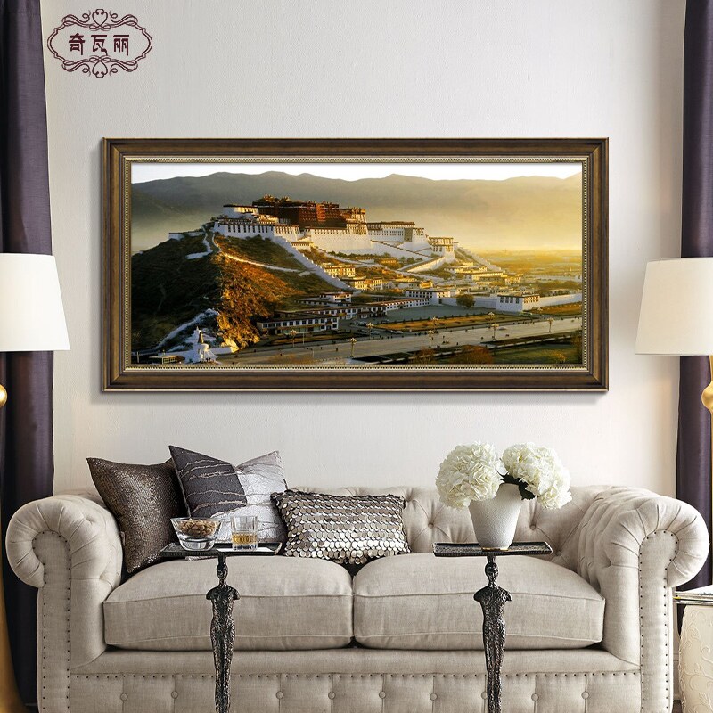 网红客厅布达拉宫装饰画西藏拉萨建筑风景美式挂画沙发背景墙壁画